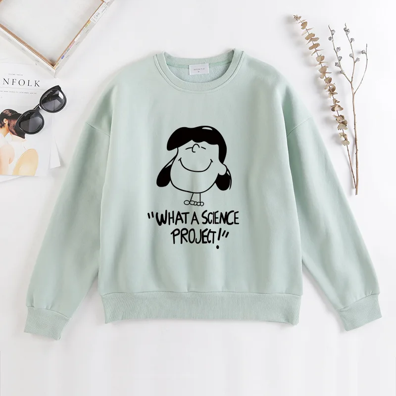 Осень Зима Женская мода мультфильм Snoopy печатных пальто свободный крой