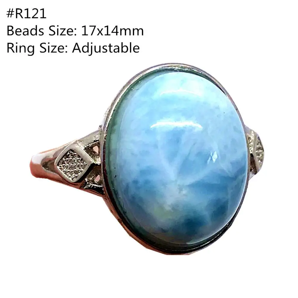 Верхнее натуральное синее кольцо с ларимаром для женщин и мужчин серебряные
