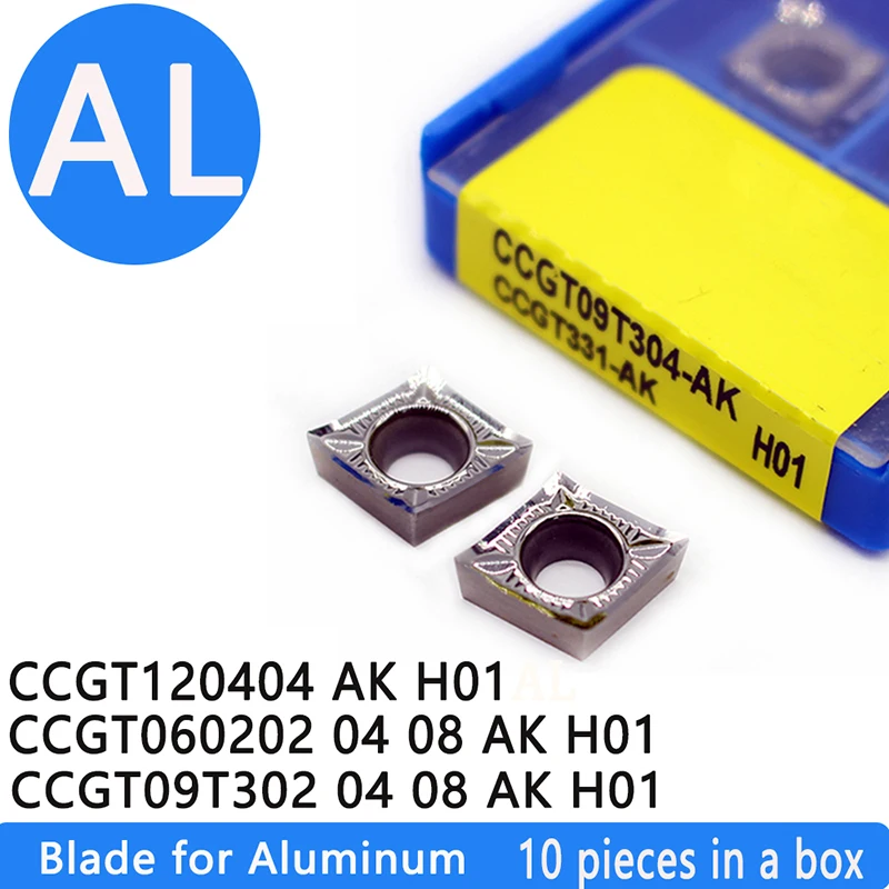 CCGT060202 CCGT060204 CCGT09T304 AK H01 Токарный инструмент Алюминиевый резак Лезвие Вставка Режущий инструмент Инструменты с ЧПУ AL + олово Сплав дерева