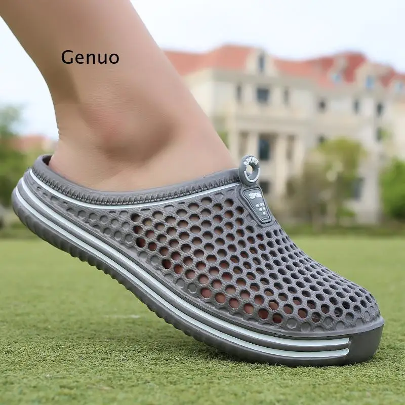 

2021 Men Shoes Beach Casual Men's Slippers Unisex Hollow out Casual Couple Beach Sandal Flip Flops Shoes Non-slide Male Slippers