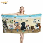 Пляжное полотенце HUGSIDEA, с принтом таксы, кошки, из микрофибры, для бассейна, для взрослых и детей, мягкое, Большое банное полотенце