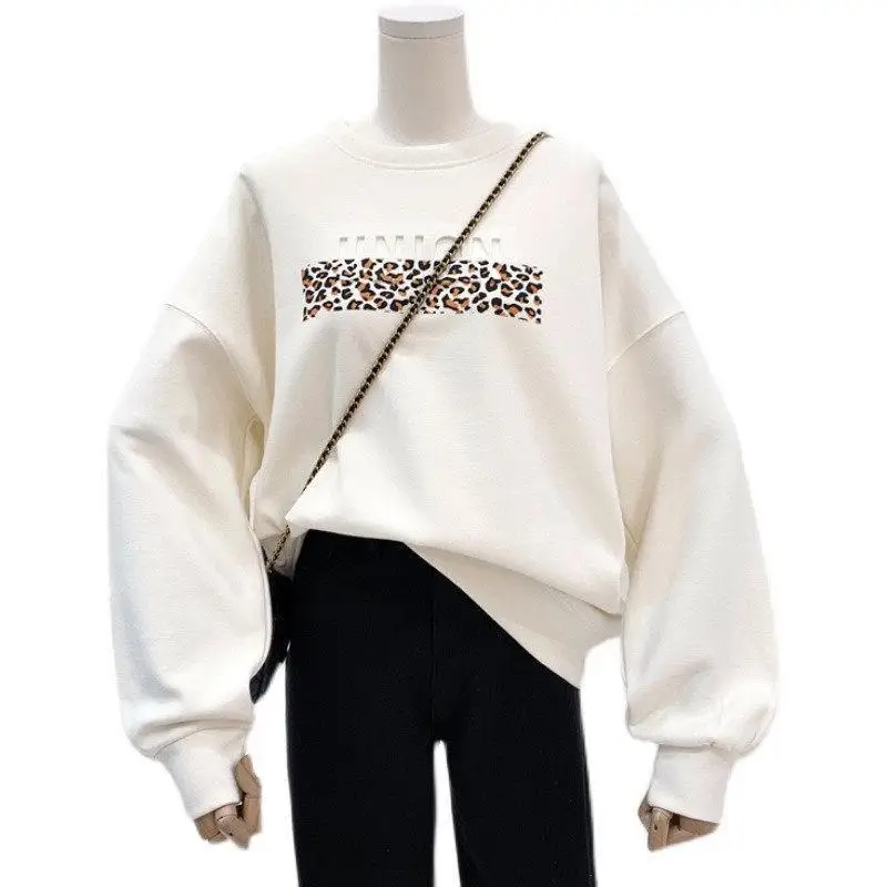 

2021 autumn lady regular pullover sweatshirt female Harajuku oversized hoodie long sleeve o-neck letter print casual fashion top