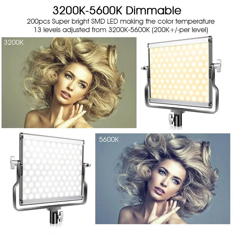 SAMTIAN видео светильник, светильник для фотосъемки, комплект со штативом, панель-светильник с регулируемой яркостью для фотостудии, фотосъемка, светильник, светодиодный светильник