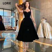 lorie black prom dresses sweetheart spaghetti strap a line velvet mid length celebrity party dress girl graduation gown 2021
