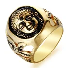 Классическое модное мужское кольцо в стиле ретро Будда голова панк