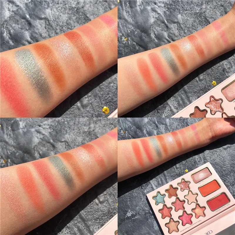 Палитра теней для век 12 цветов блестящие мерцающие матовые тени