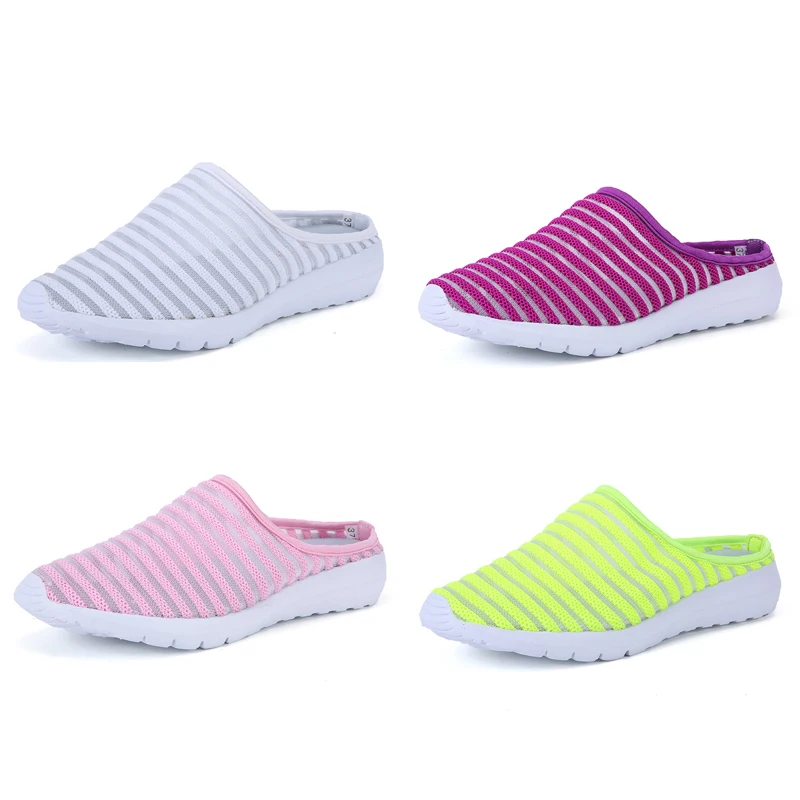 

2020 New Fashion Summer Women Slippers Casual Soft Comfortable Mesh Outside Flat Slides Half Beach White Flip Flops Woman