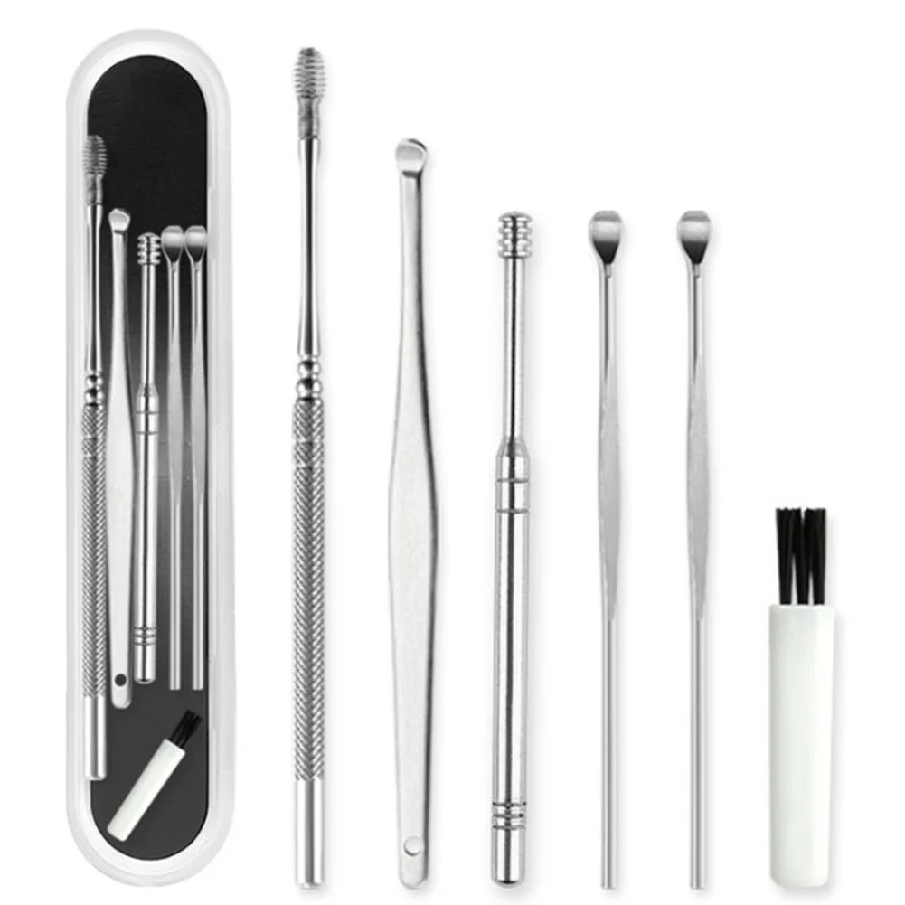 

6pcs Ear Curette Earwax Removal Kit with Storage Tube Ear Cleaner Spoon Health Care Earpick Earwax Cleaning Tool Set
