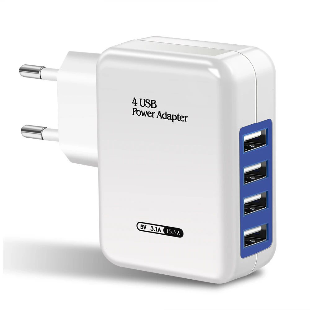 

Зарядное устройство с 4 USB-портами и цифровым дисплеем, 5 В, 3,1 А
