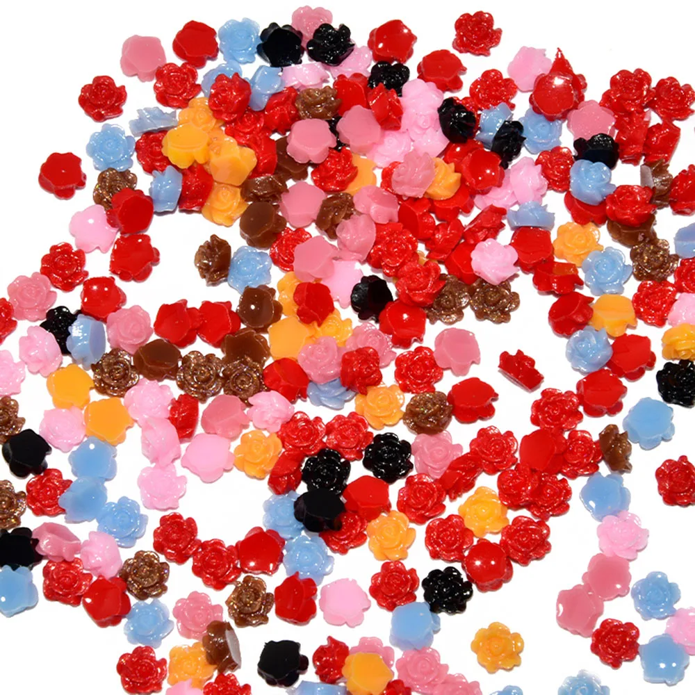 

100Pcs Mix Color 3D Nail Charms Jewelry Resin Flower Design Decorations For Nails Studs DIY Nail Art Stickers Decor Supplies Y/6