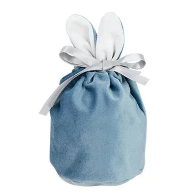 

1 Pc Rabbit Ear Candy Velvet Snack Biscuit Baking Bag Cookies Gift Bags With Ribbon Wedding Birthday Party Favor Decoration