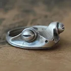Богемное Винтажное кольцо с лягушкой для женщин, художественный дизайн, ретро, регулируемый размер, женские массивные кольца, серебряный цвет, подарок