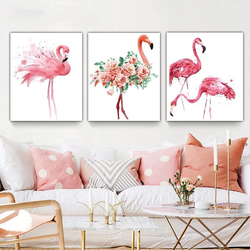 DIY Рисование по номерам с наборами животных фламинго декоративные вешается на