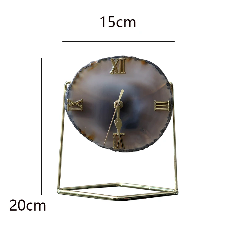 

European Creative Agate Stone Clock Ornament Modern Living Room Simple Seat Clock Living Room Bedroom Table Clock Decoration