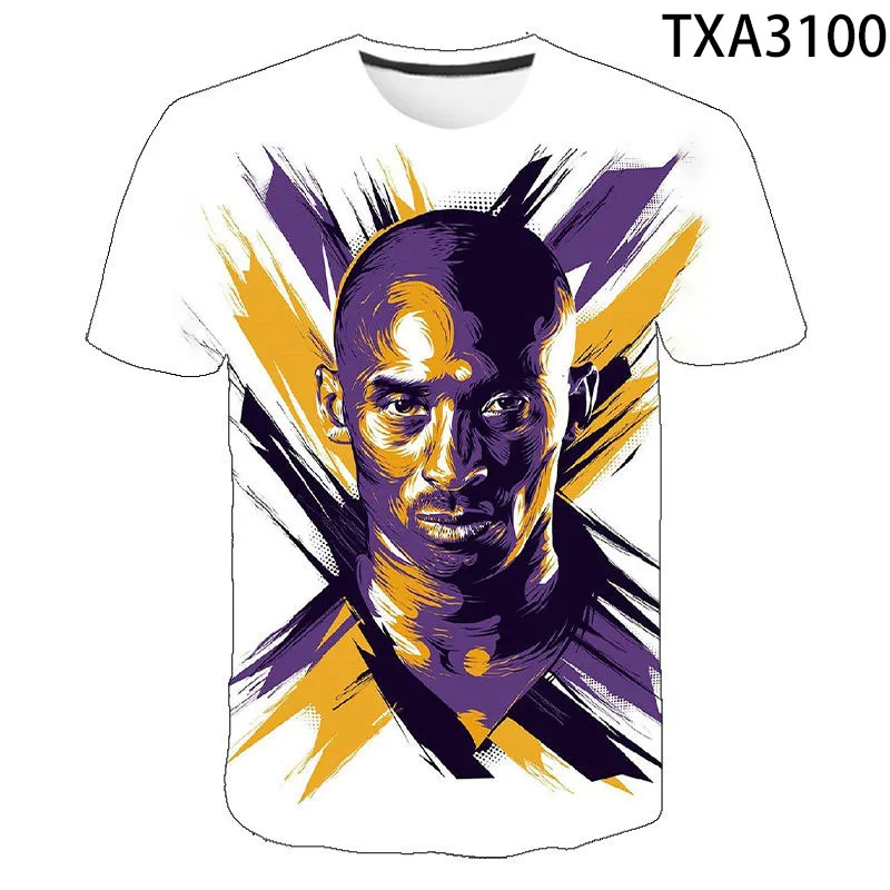 Новые летние 3D футболки с баскетбольной звездой Кобе повседневные мужские и
