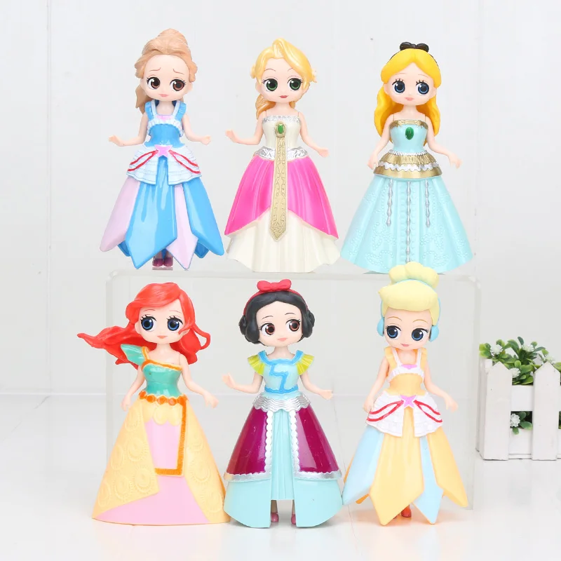 3120 12cm 6pcs 8 шт./компл. Q Posket фигурка принцессы Белоснежка Золушка Тиана Рапунцель Ариэль торт украшения ПВХ игрушки для подарков - Цвет: 3120 12cm 6pcs