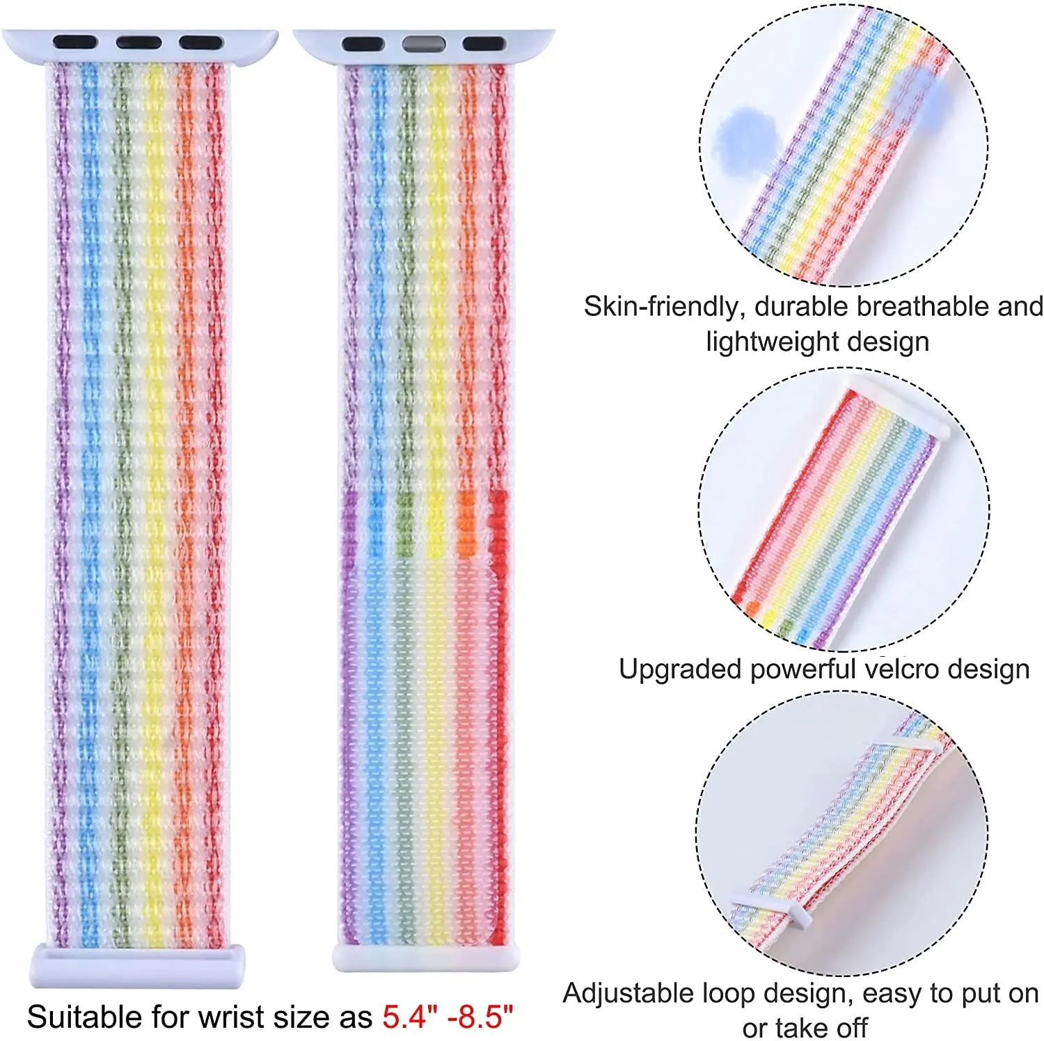 Adjustable Nylon Velcro Sport Band Compatible for Apple Watch 38/40mm 42/44mm Braided Weave Replacement Strap for iWatch Series