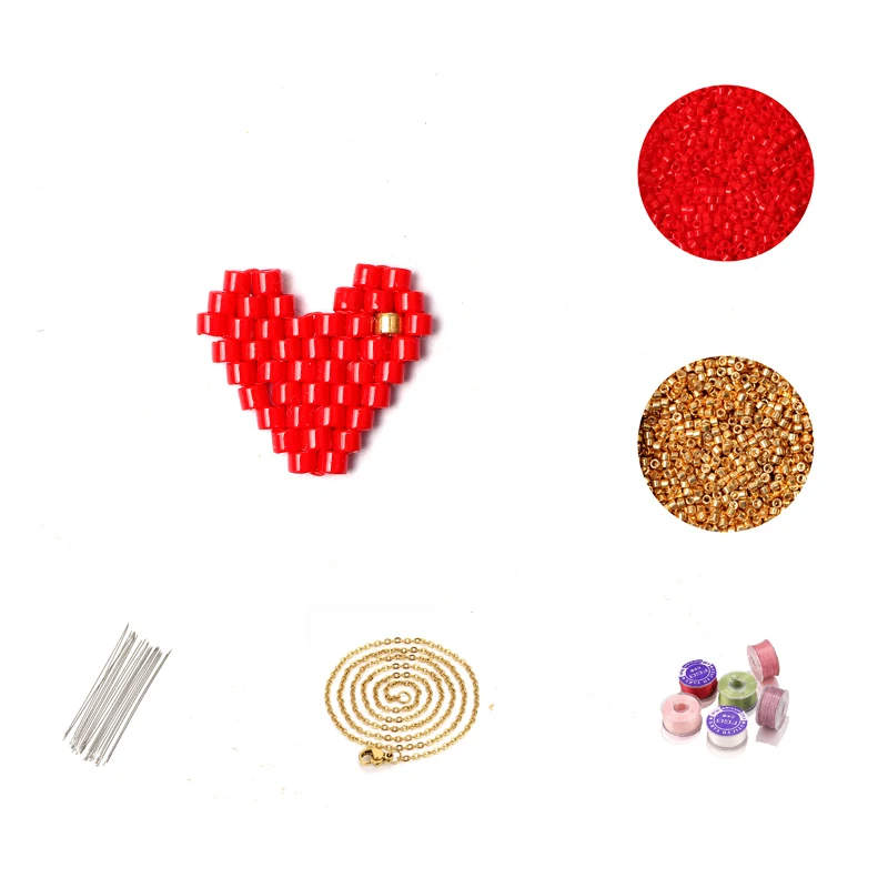 

FAIRYWOO Handmade DIY Necklace Miyuki Beaded Jewelry Sweet Heart Necklace Kit For Women Cute DIY Accessories Wholesale Lots Bulk