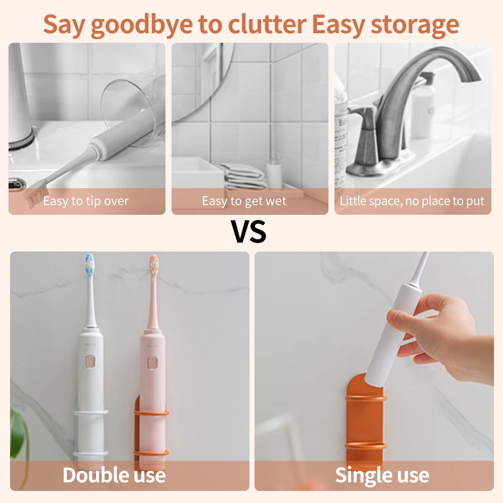 

Iron Electric Toothbrush Stand Rack Wall-Mounted Bathroom Space Saving Toothbrush Holder Toothpaste Organizer Storage Rack