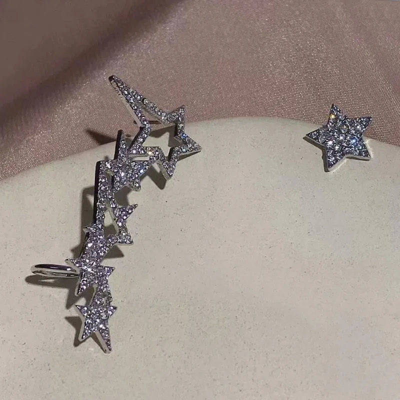 

New Arrival Geometric Metal Women Vintage Stud Earrings Star Earrings Female Fashion Asymmetric Korean Jewelry