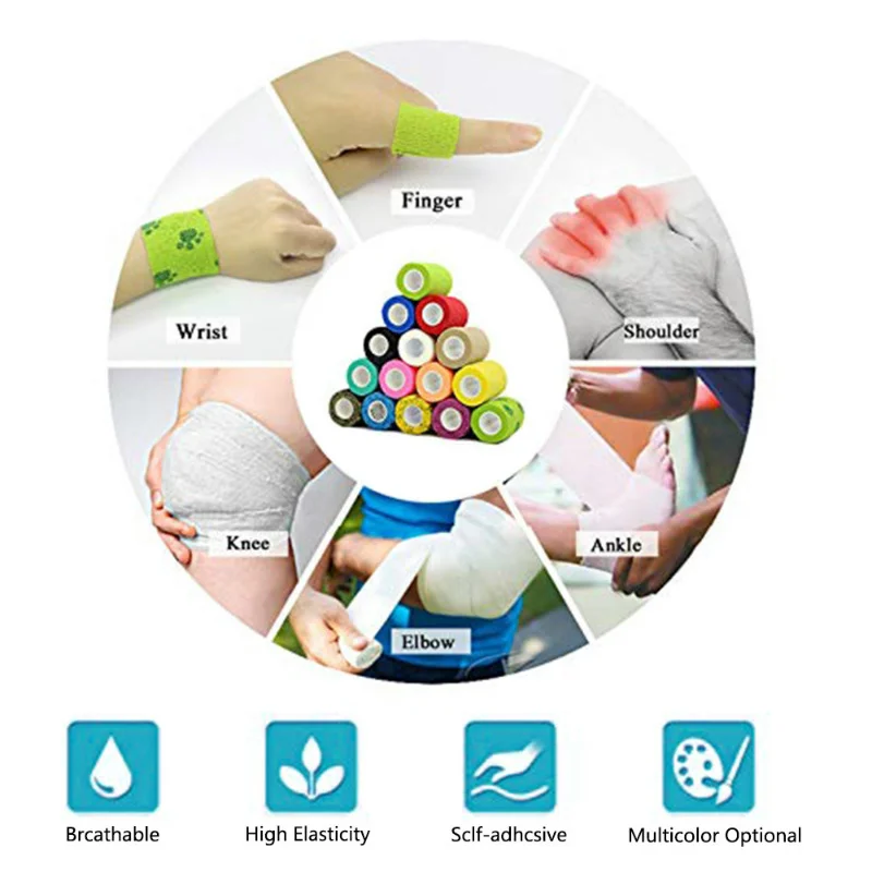 

New 1Roll 2.5/5/10cm*4.5m Gauze Medical Bandage Self-adhesive Breathable Elastic Bandages for Sports Fixing Finger Wrist Leg