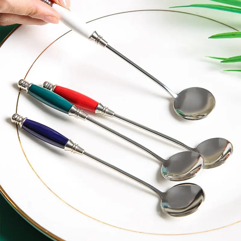 

Ложка из нержавеющей стали с керамической ручкой, 4 шт./компл., домашняя, послеобеденная, десертная, кофейная, 2021