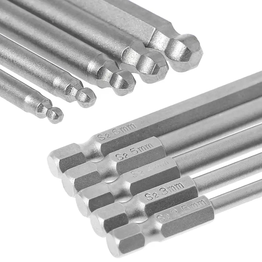 Набор сверл 1/4 дюйма с шестигранным хвостовиком 5 шт. 100 мм магнитным шариковым