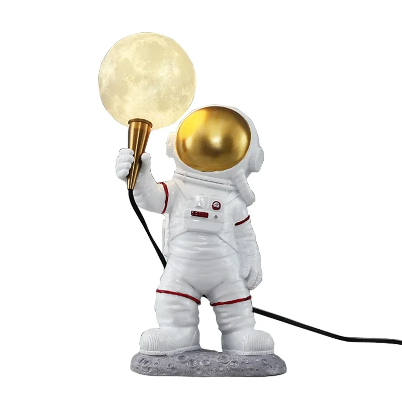 

Space Station Astronaut LED Table Lamps Children's Dream Creative Desk Lamp Baby Cartoom Bedroom Table Art Deco Resin Lunar Lamp