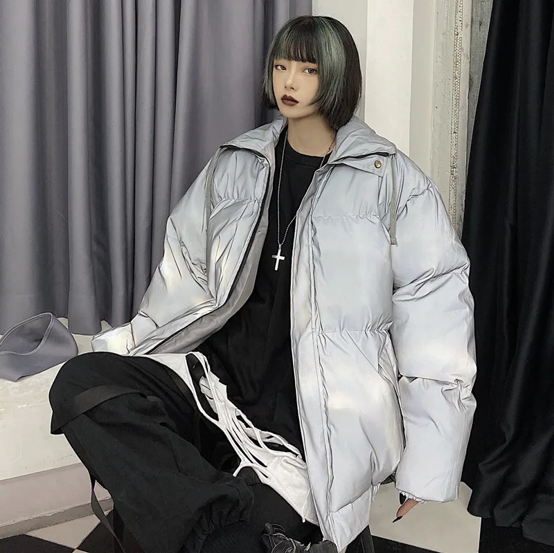 

Уличное хлопковое пальто, пальто со стоячим воротником, светоотражающая куртка, утепленная куртка, ветровка с длинным рукавом, женская курт...