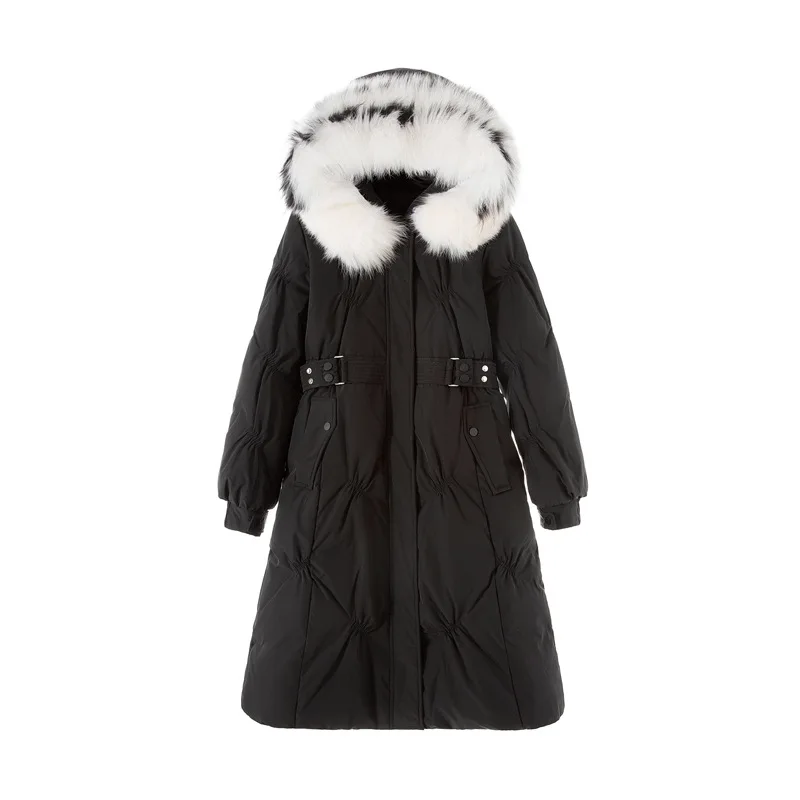 Европейские зимние женские пуховые парки пальто толстовка с мехом енота
