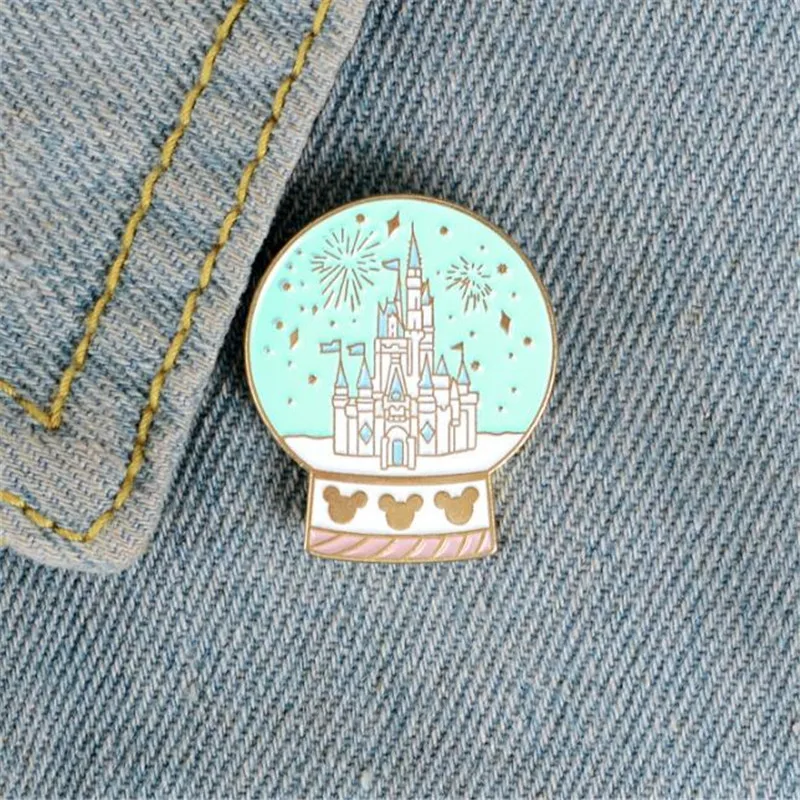 Новый хрустальный шар фантазия металлический значок Принцесса замок одежда