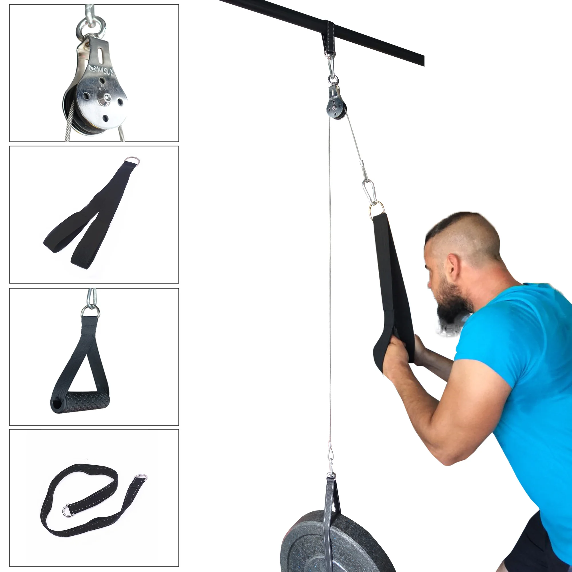 

Fitness Pulley Cable Machine Attachment System Arm Biceps Triceps Blaster Hand Strength Trainning Home Gym Workout Equipment