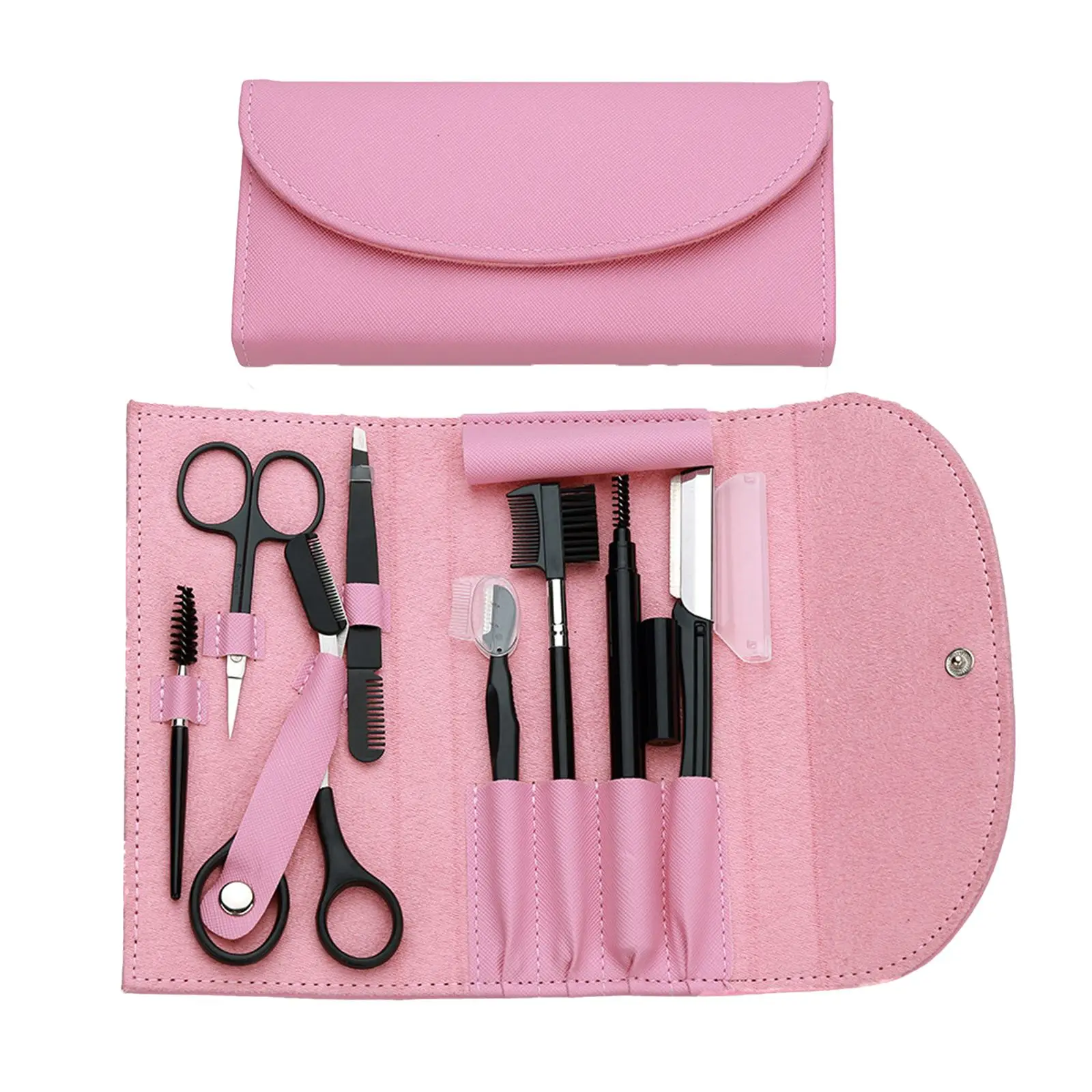 

8 In 1 Eyebrow Kit 8pcs With Storage Bag Face Trimmer Shaver For Women Eyebrow Applicator Tool