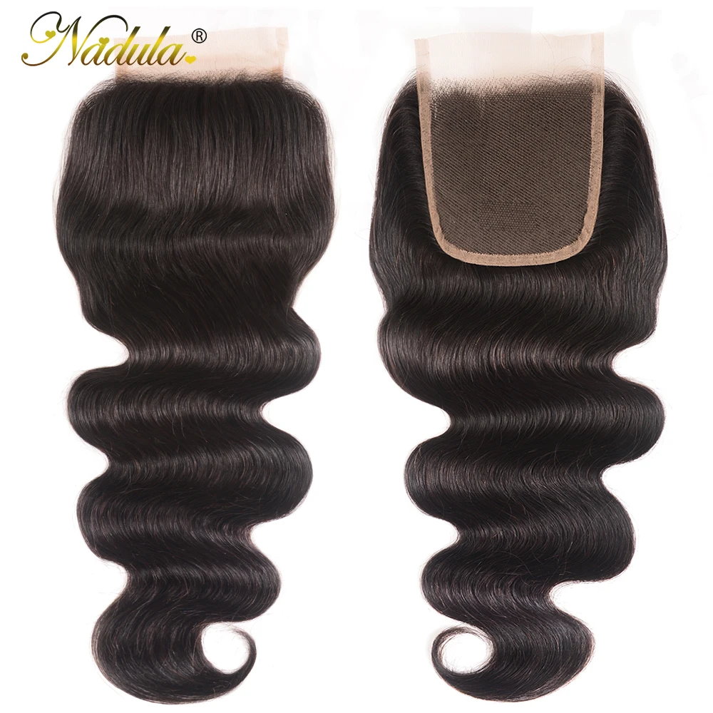 Nadula волосы 4x4 Средняя/свободная часть бразильские волнистые застежка 100%