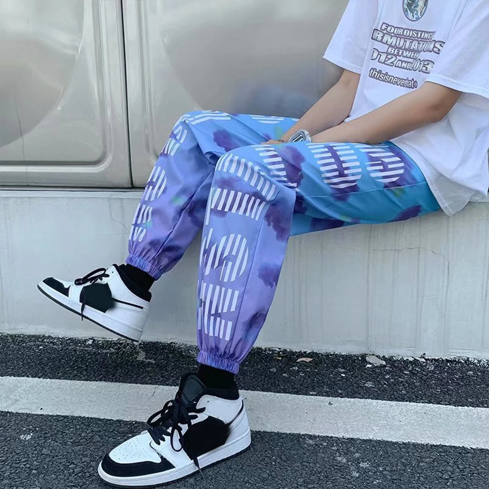 

2021 New Hip Hop Streetwear Joggers Pants Drawstring Trousers Clouds Printed Harem Pants Gradient Color Sweatpants for Men Women