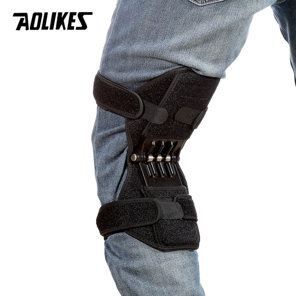 AOLIKES совместных Поддержка наколенники, дышащая, с противоскользящим эффектом; лифт облегчение боли в колене Мощность пружины стабилизатор колена усилитель для Elde