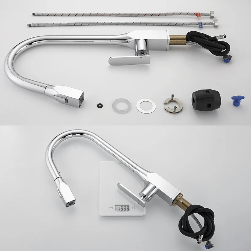 

MOLI luxury Single Hole Single Handle Pull Down Sprayer Docking Kitchen Faucets Matt Black Mixer Sink Tap with Spray Head ML9005