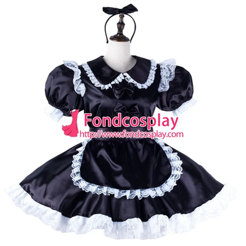 

Sissy maid satin dress lockable Uniform cosplay costume Tailor-made[G2218]