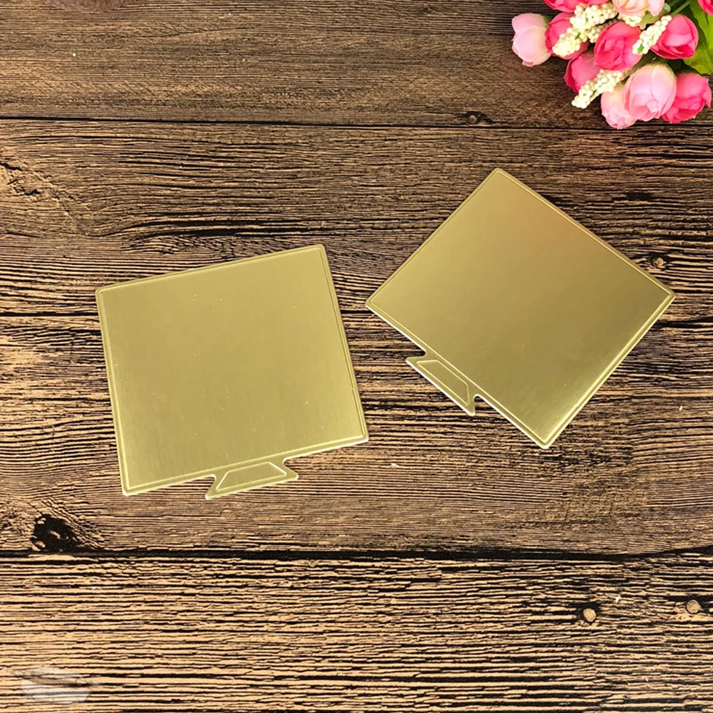 100 шт. мини-доски для торта квадратный картонный Набор с золотым муссом поднос