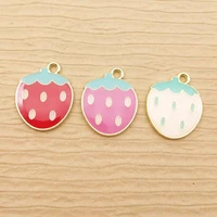 10pcs 16x20mm enamel fruit strawberry charm for jewelry making crafting fashion earring pendant bracelet necklace charms