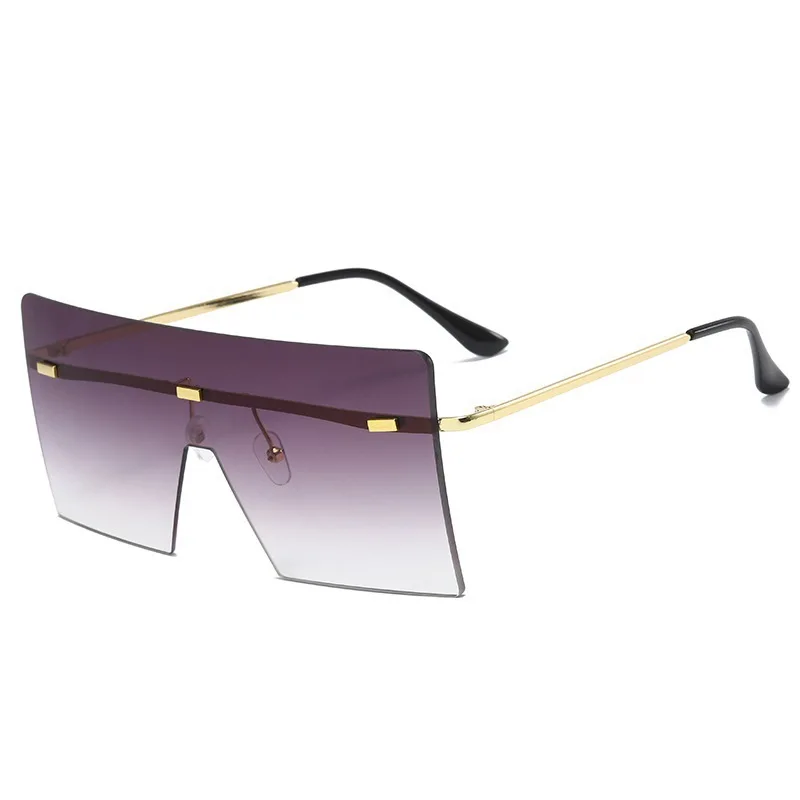 

New Square Anti-Glare Sunglasses Rimless One-Piece Sunglasses Men Big Frame Trendy Fashion Gradient Sunglasses Women SYFGLS17