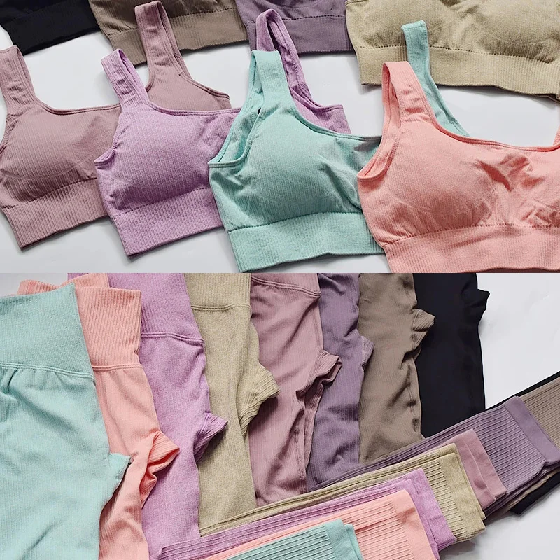 

Женская спортивная одежда, комплект для йоги, одежда для тренировок, спортивная одежда, спортивный тренажерный зал, леггинсы, бесшовный фит...