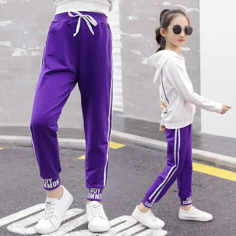 Спортивные штаны леггинсы для девочек спортивные брюки с полосками сбоку Одежда