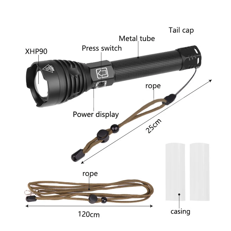 XHP90 2500 люменов масштабируемый светодиодный светильник вспышка USB перезаряжаемый