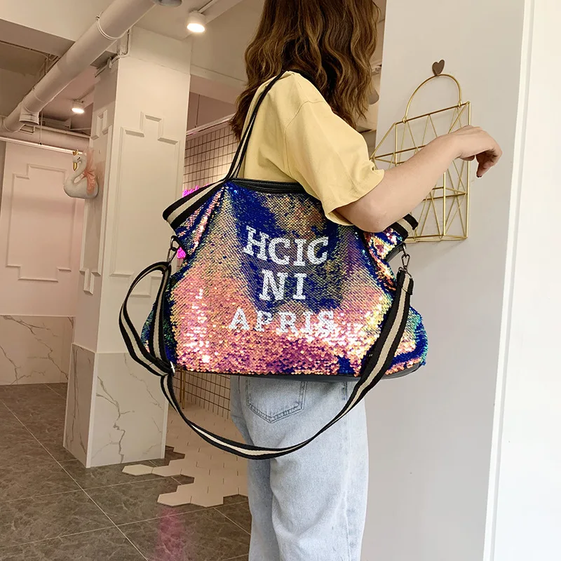 

Женские модные сумки с блестками, женские вместительные сумки с верхней ручкой, женские повседневные сумки-тоуты с аппликацией, сумка через...