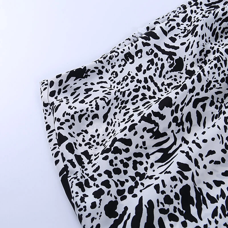 

High Waist Women Mini Skirt Bandage Ruched Streetwear Leopard Print Summer Casual Sexy Female Skirts Slim Ruffle Short Skirt