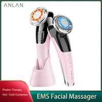 anlan ems facial massager micro current beauty face massager wrinkle removal sonic vibration hot cold compress skin care device