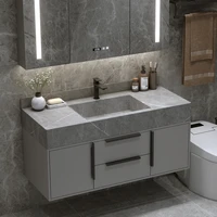 stone plate integrated bathroom cabinet combination modern simple double basin light luxury wash basin wash inter platform basin