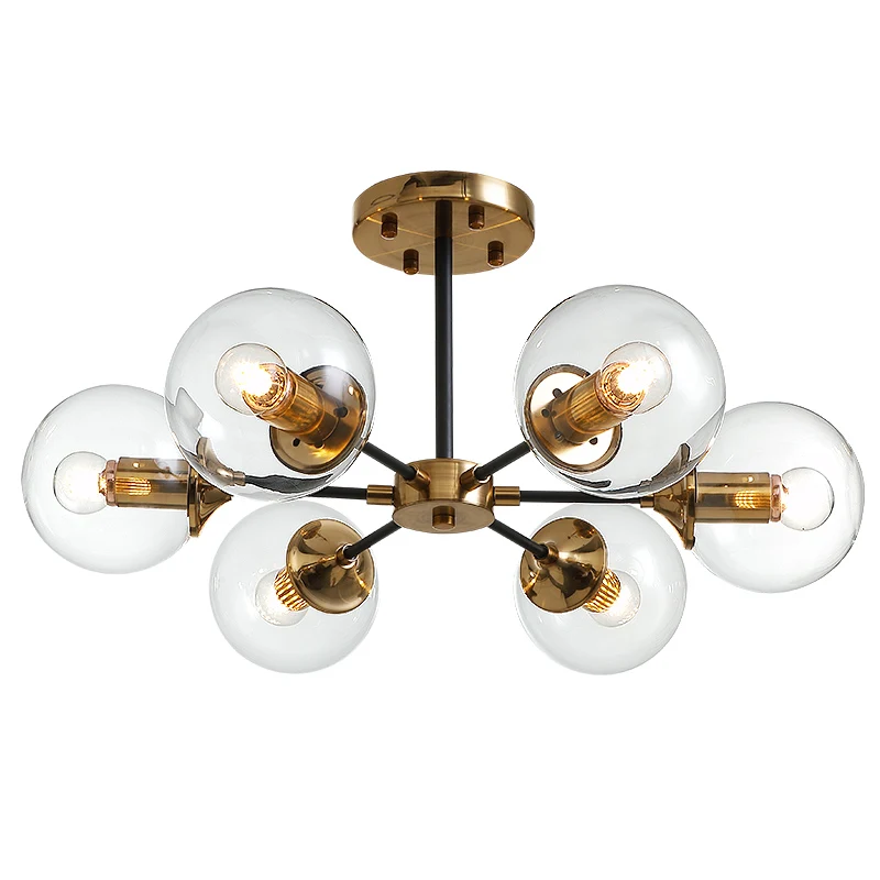 

Нордическая современная люстра E27 со стеклянными шариками, домашняя кухонная лампа для гостиной, столовой, спальни, декоративное освещение ...