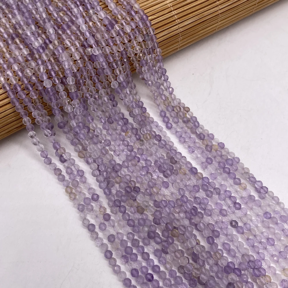 

Бусины из натурального камня, граненые бусины из фиолетового флюорита для изготовления ювелирных изделий «сделай сам», аксессуары для ожер...